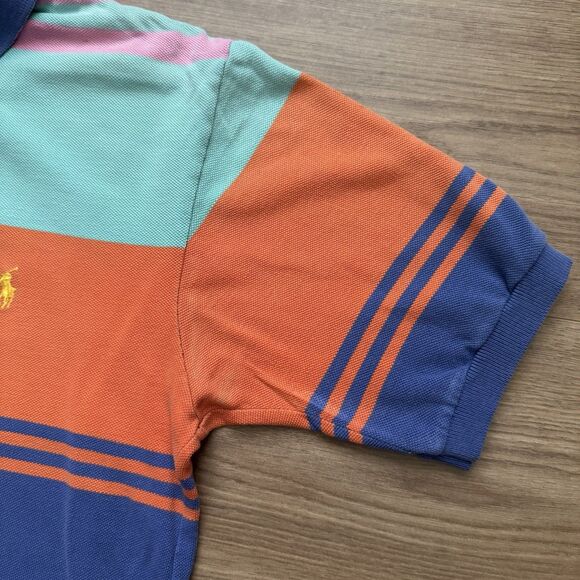 Vintage 90s Polo Ralph Lauren Striped Colorblock Shirt Mens S Made In USA - Picture 5 of 7